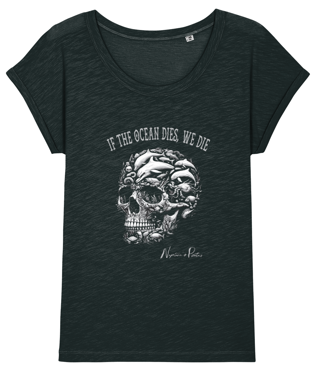 'If The Ocean Dies, We Die' Women's Rolled Sleeve T-Shirt