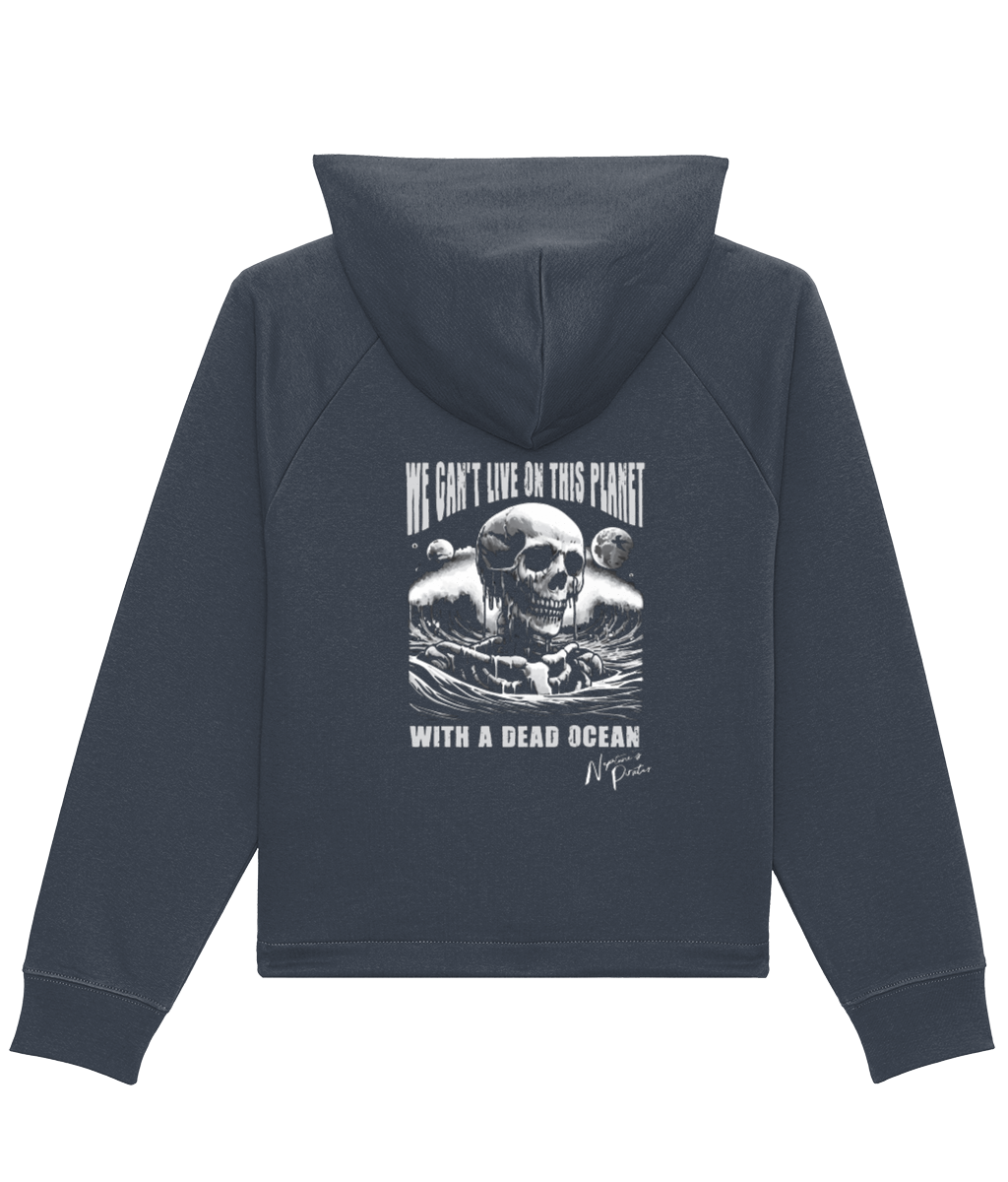 'We can't live on this planet with a dead ocean' Women's Boxy Cropped Hoodie