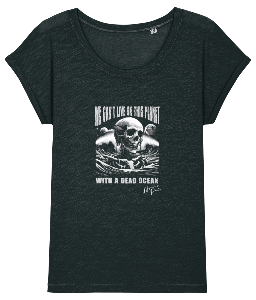 'We can't live on this planet with a dead ocean' Women's Rolled Sleeve T-Shirt