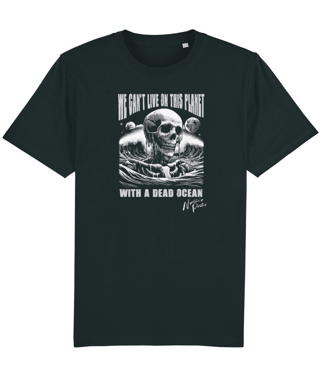 'We can't live on this planet with a dead ocean' Unisex Heavy T-Shirt Logo Front