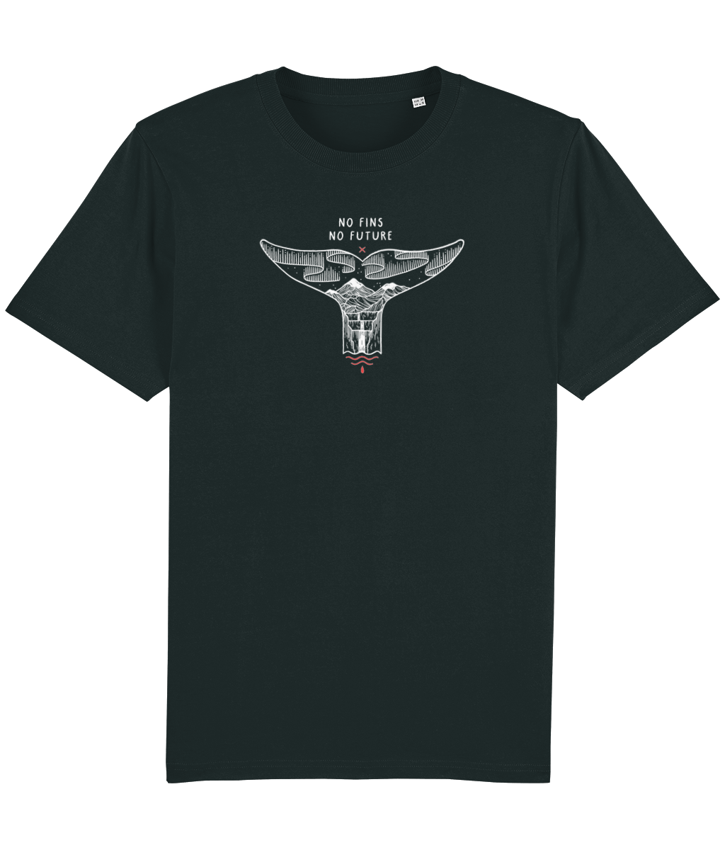 'No Fins No Future' Unisex Heavy T-Shirt - Front Logo