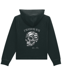 'If The Ocean Dies, We Die' Women's Skull Boxy Cropped Hoodie